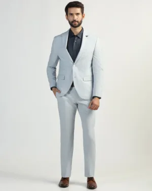 Two Piece Light Blue Check Formal Suit - Enrico