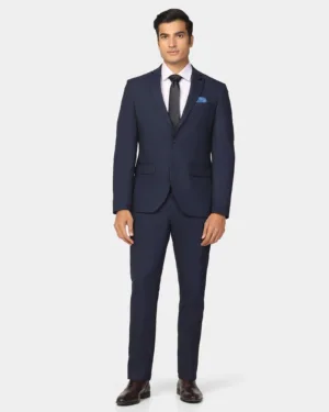 Two Piece Navy Textured Formal Suit – Dave