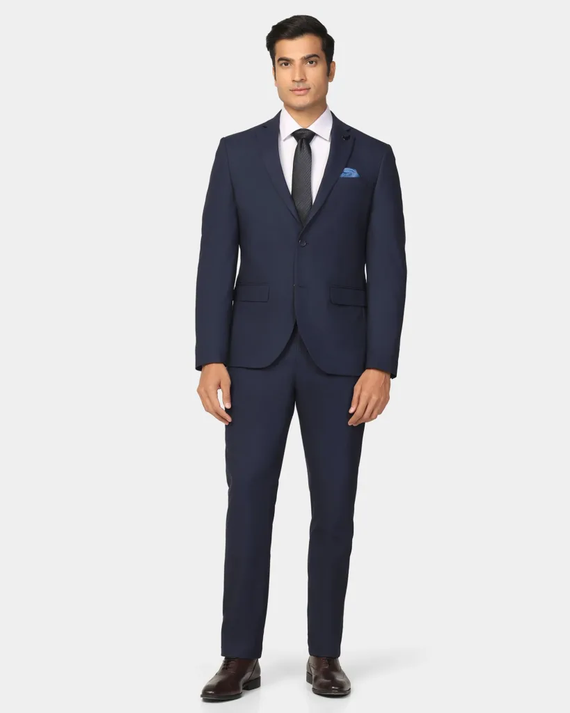 Two Piece Navy Textured Formal Suit – Dave