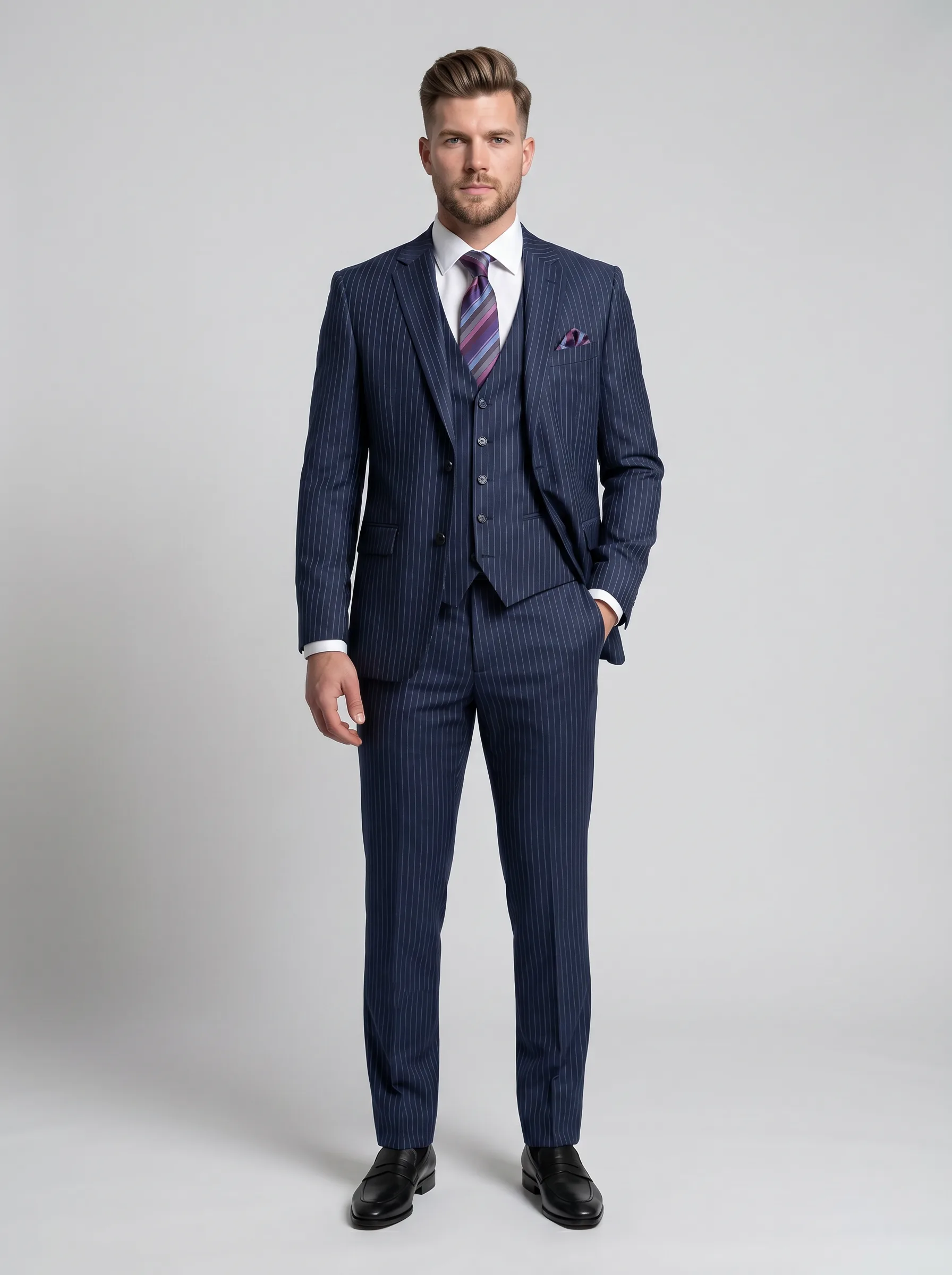 Blue Pinstripe Suit